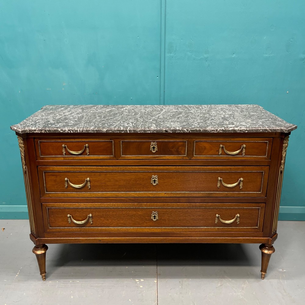 French marble top commode with original brass mounts View II