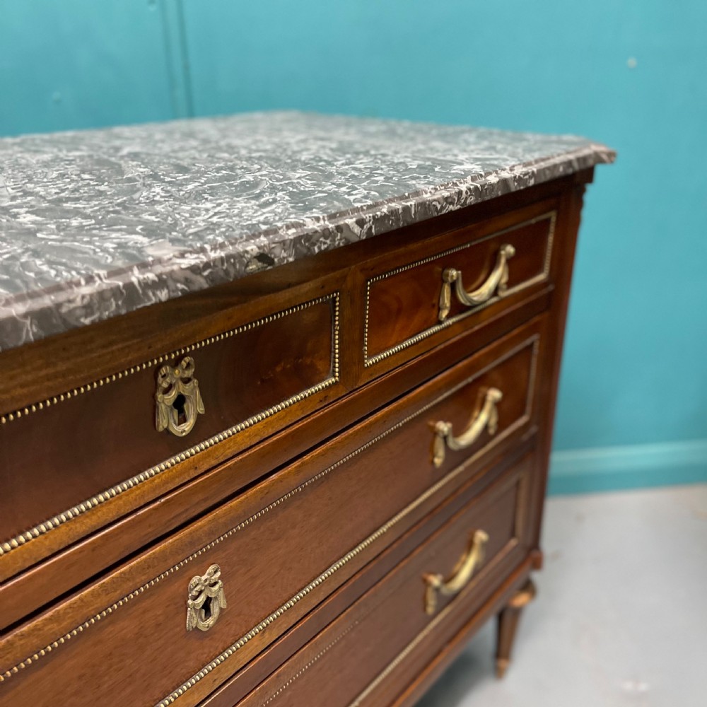 French marble top commode with original brass mounts View V