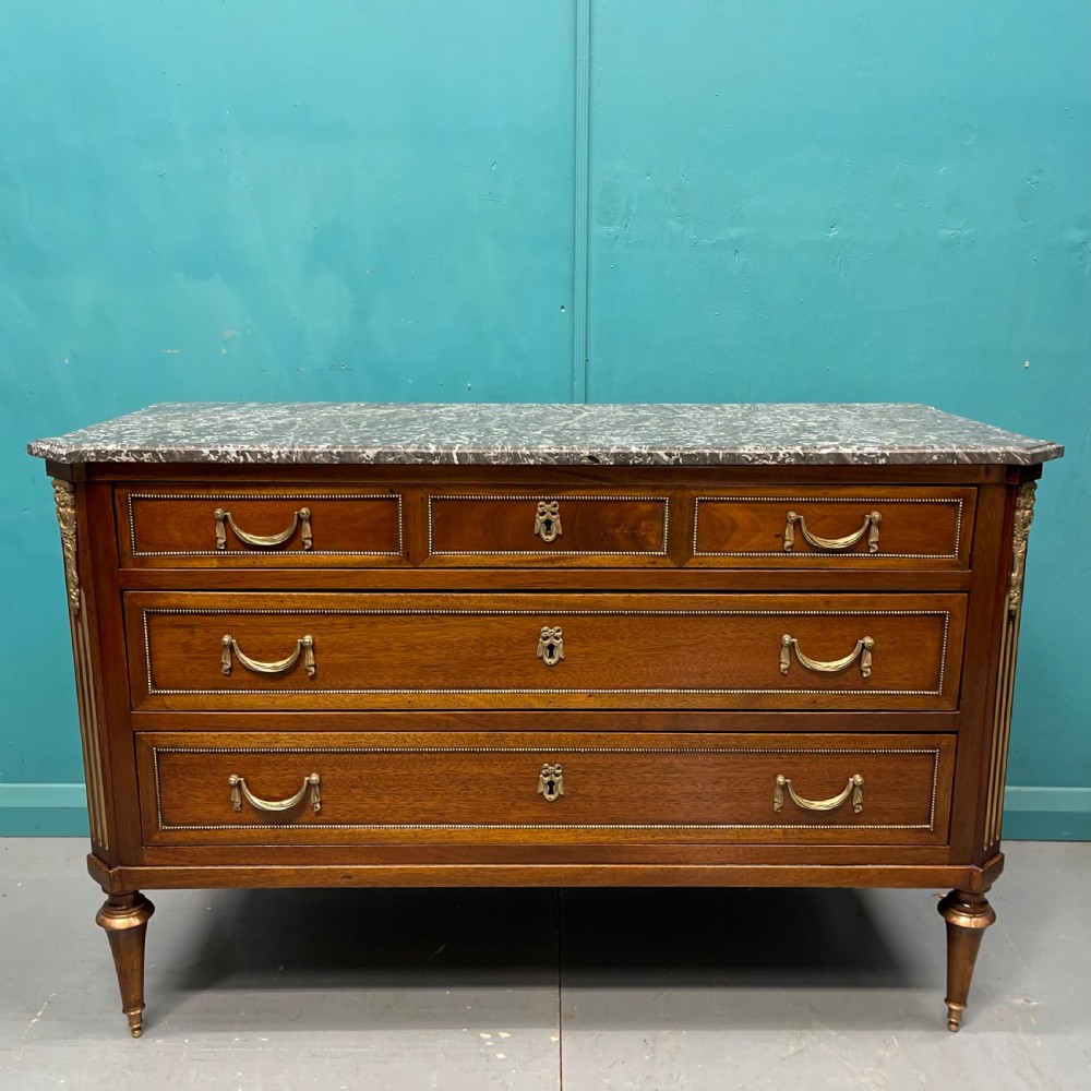 French marble top commode with original brass mounts View X