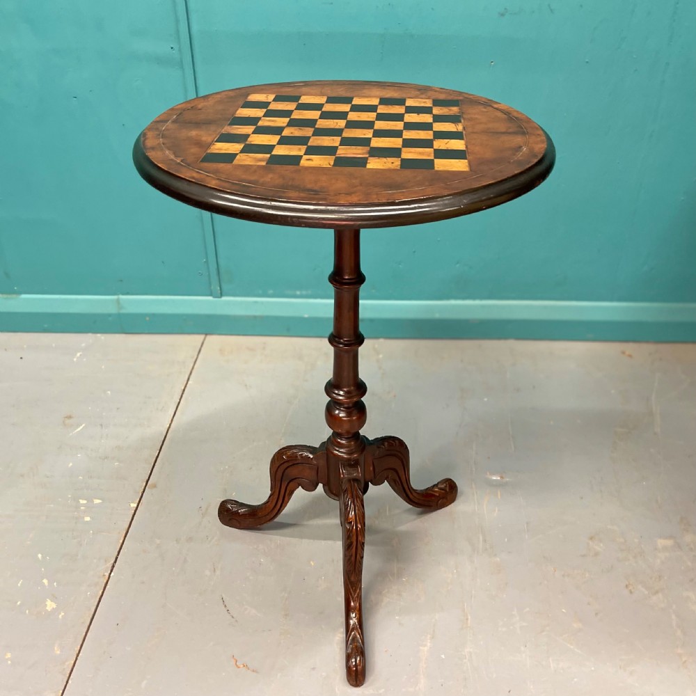 19th century chessboard inlaid tripod table