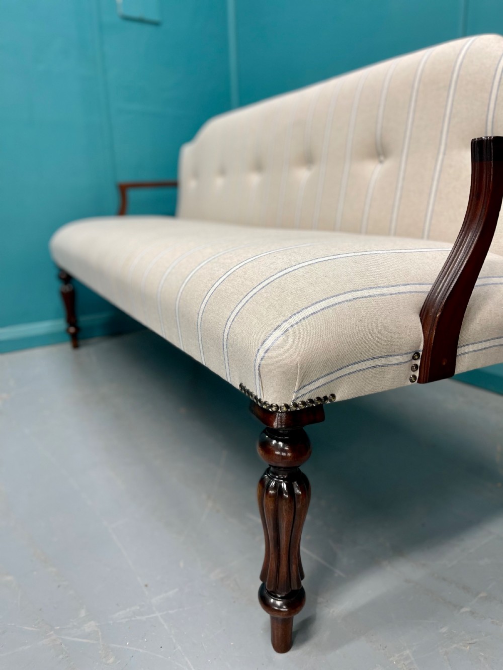 Newly upholstered 3 seater salon sofa View II