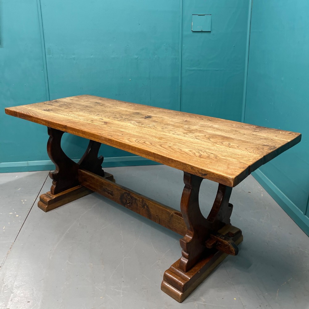 French oak farmhouse or tavern table View II