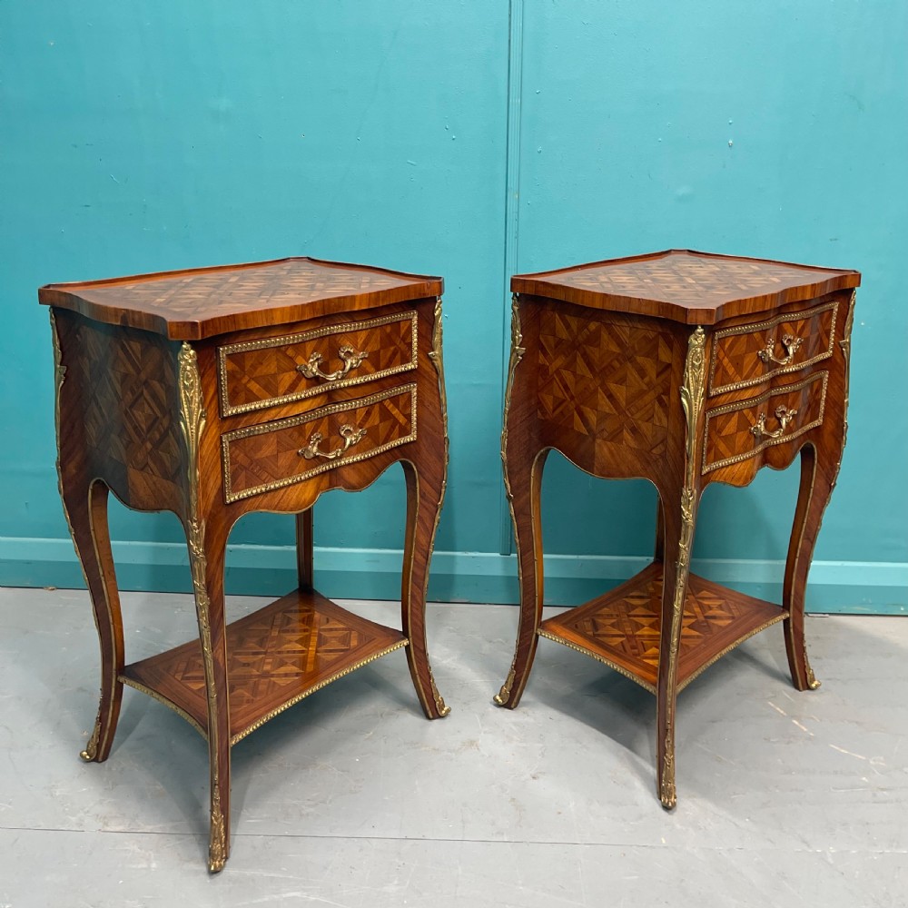 Pair of French kingwood parquetry bedside cabinets View VII