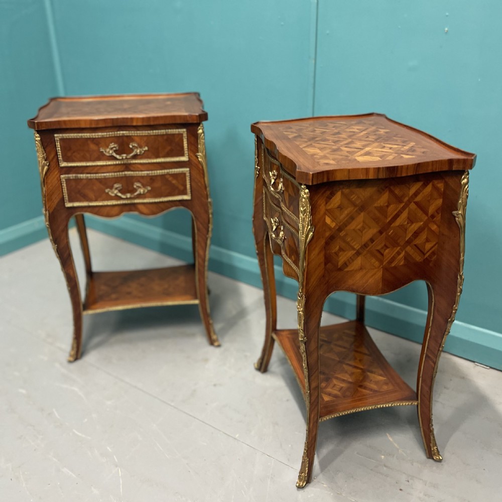 Pair of French kingwood parquetry bedside cabinets View VIII