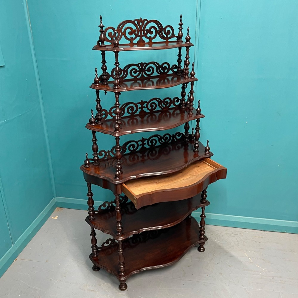 19th century serpentine waterfall bookcase  View II