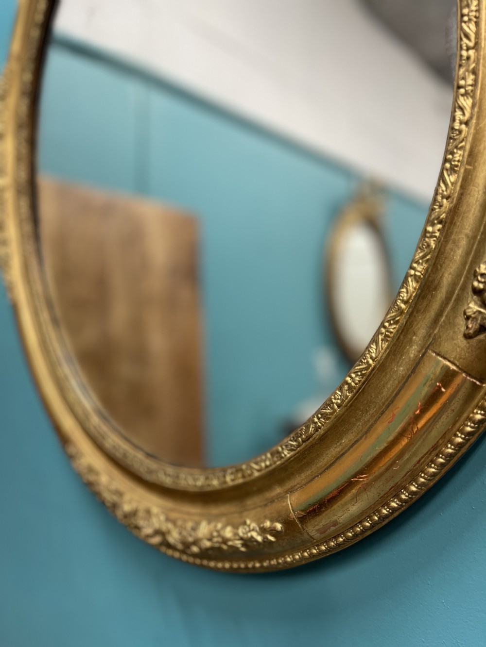 Large pair of French oval gilt mirrors View V