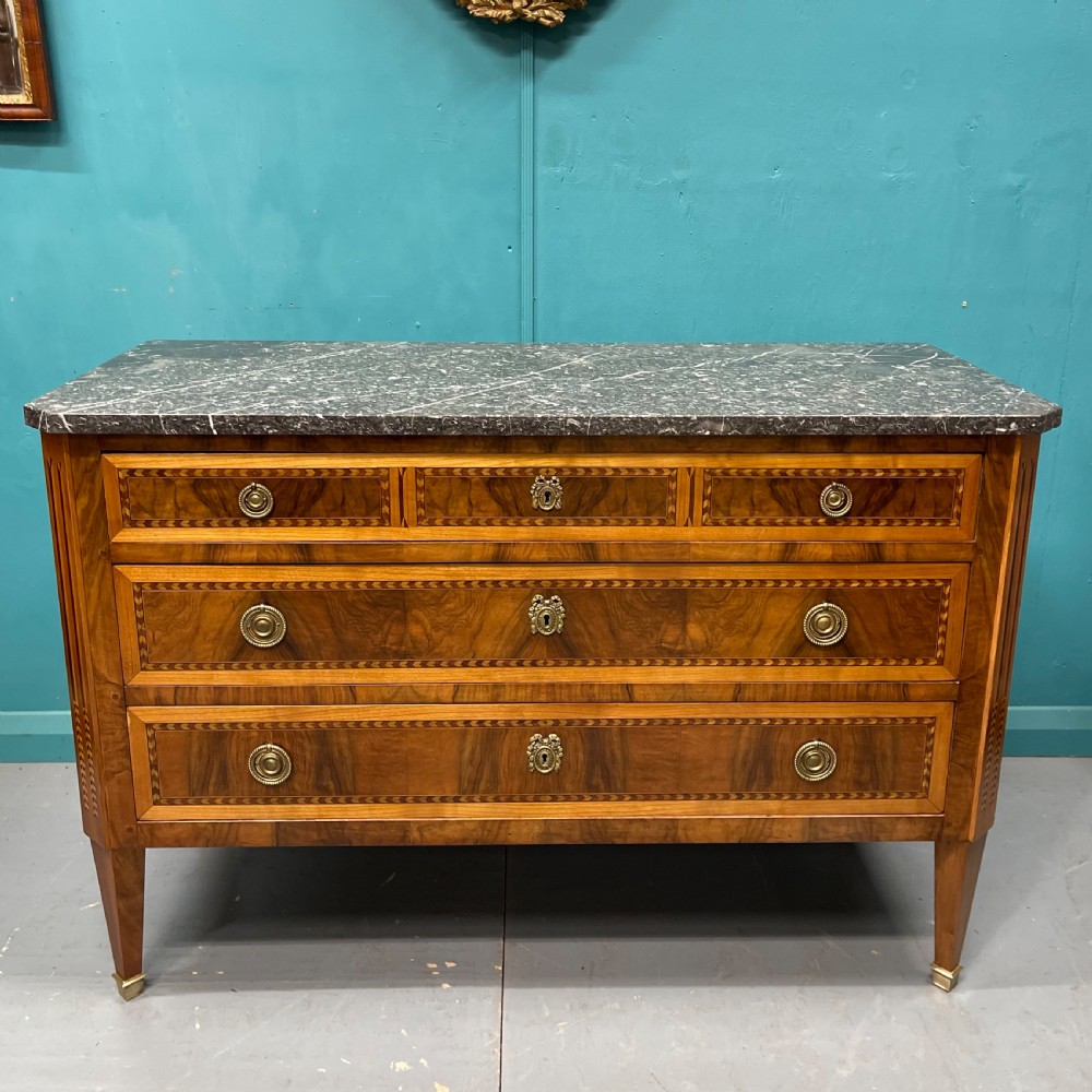 Italian marble top commode with chevron banding