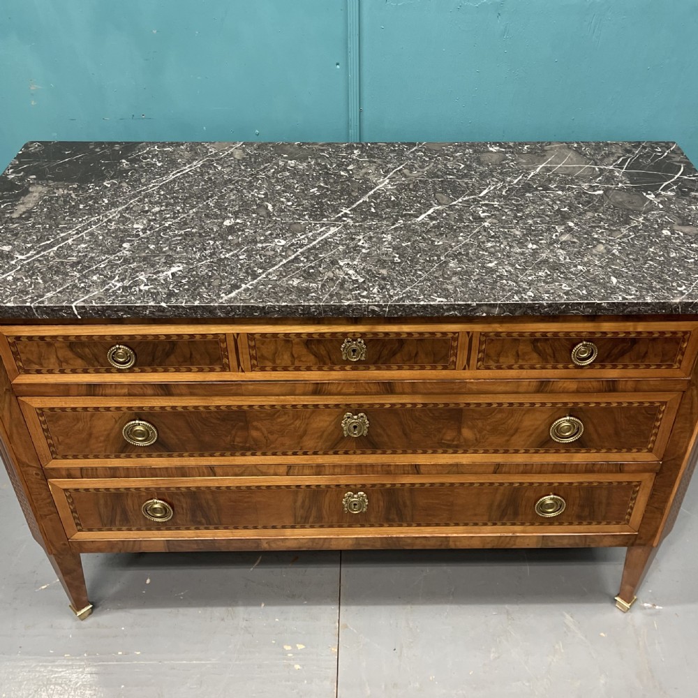 Italian marble top commode with chevron banding View II