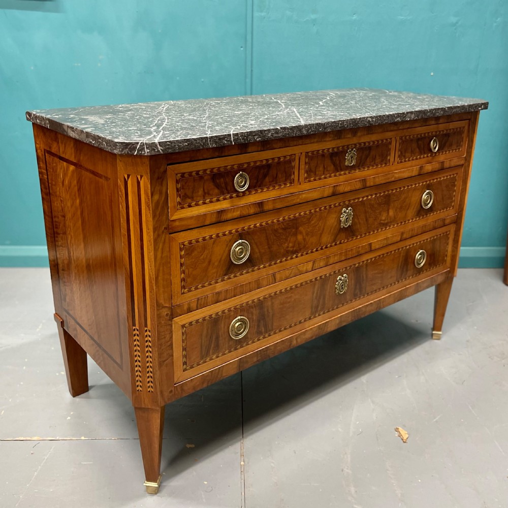 Italian marble top commode with chevron banding View III