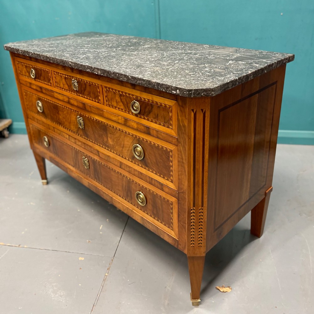 Italian marble top commode with chevron banding View VI