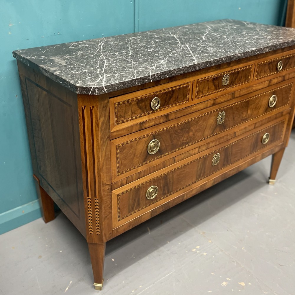 Italian marble top commode with chevron banding View X