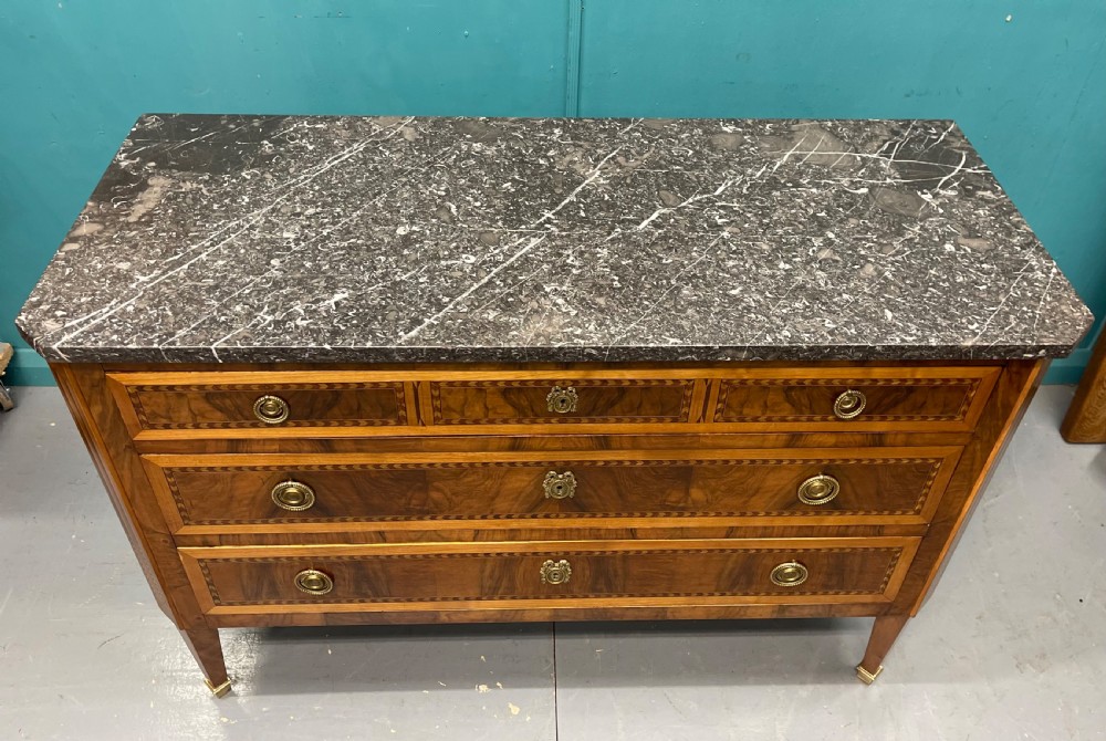 Italian marble top commode with chevron banding View XI