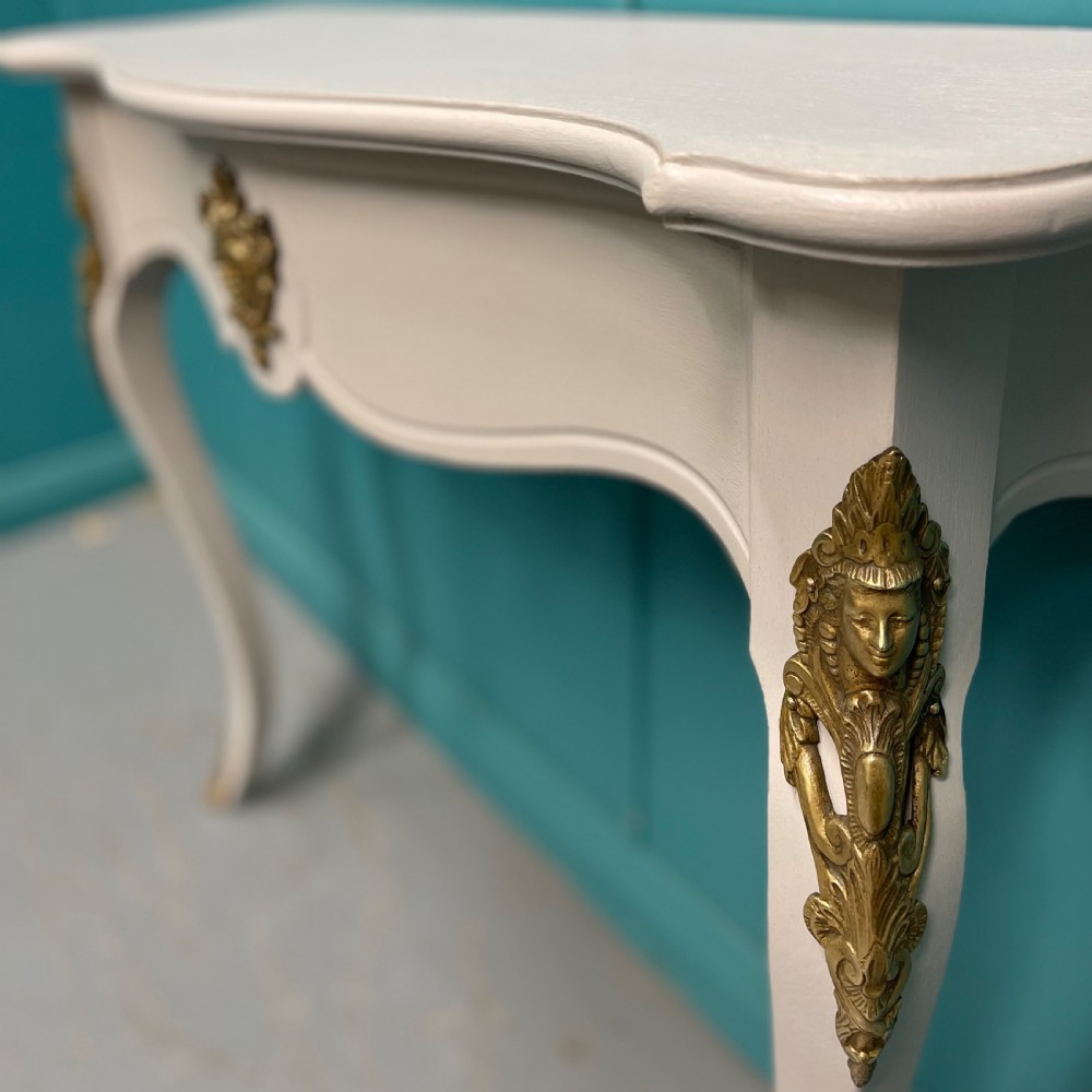 Pair of French painted console tables with mounts View VI