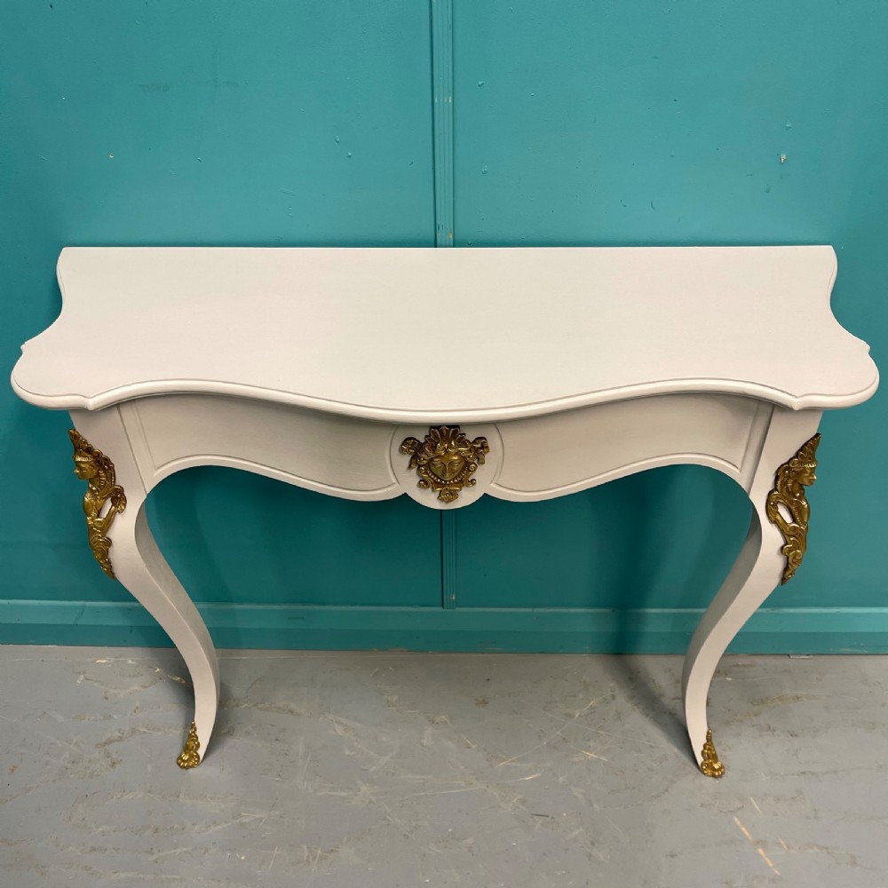 Pair of French painted console tables with mounts View VIII