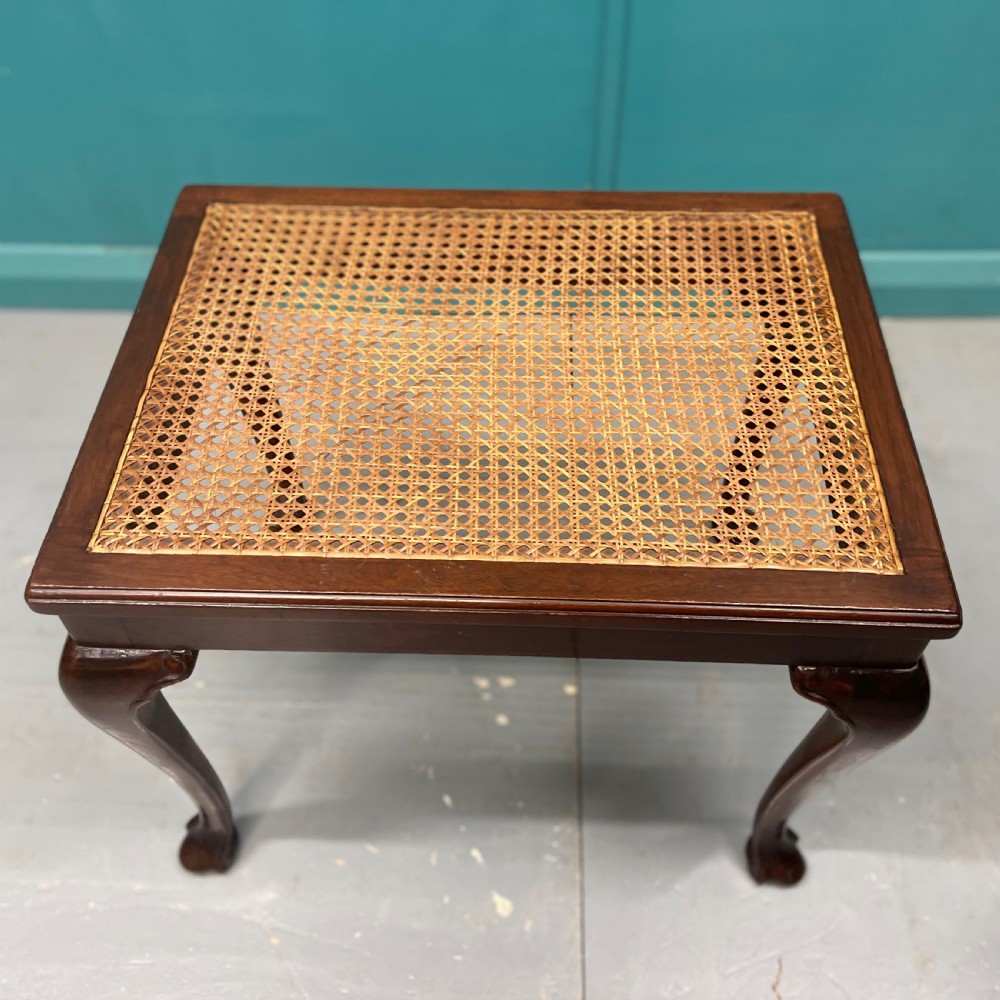 Edwardian mahogany and cane dressing table stool View IV