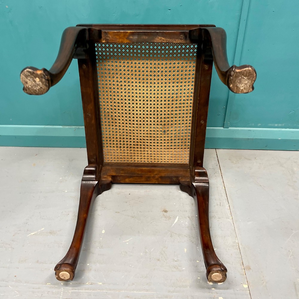 Edwardian mahogany and cane dressing table stool View V