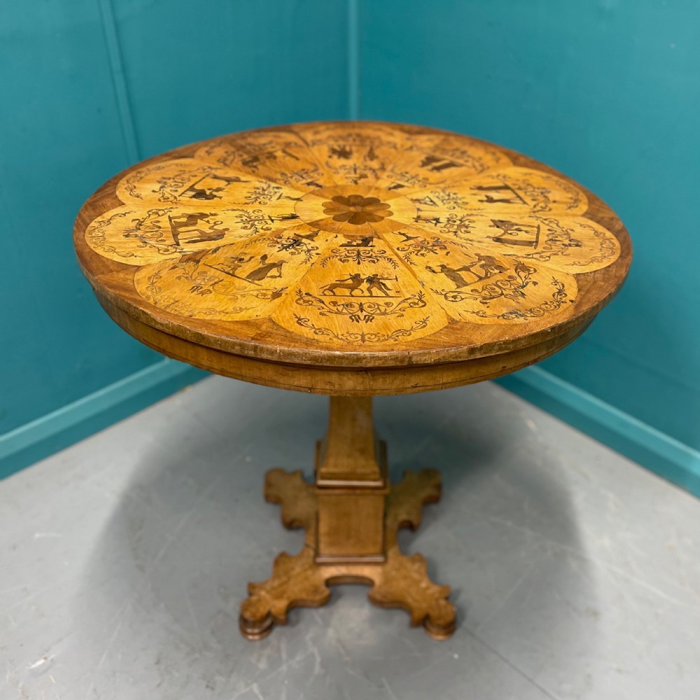 19th century Italian marquetry Gueridon centre table View II