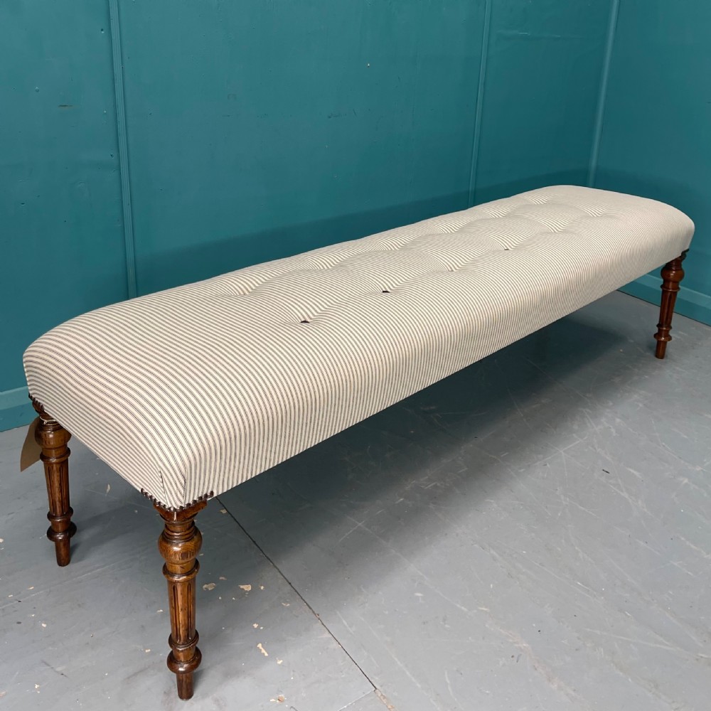 6ft newly upholstered buttoned long stool View II