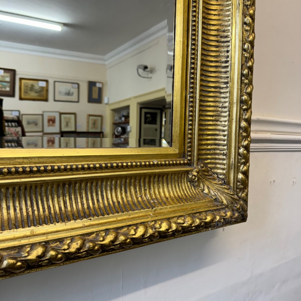 Large English gilt overmantle bevelled mirror View III