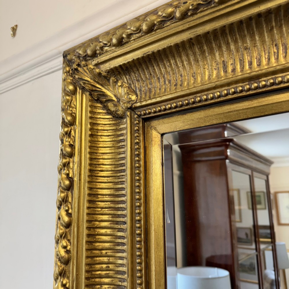 Large English gilt overmantle bevelled mirror View IV