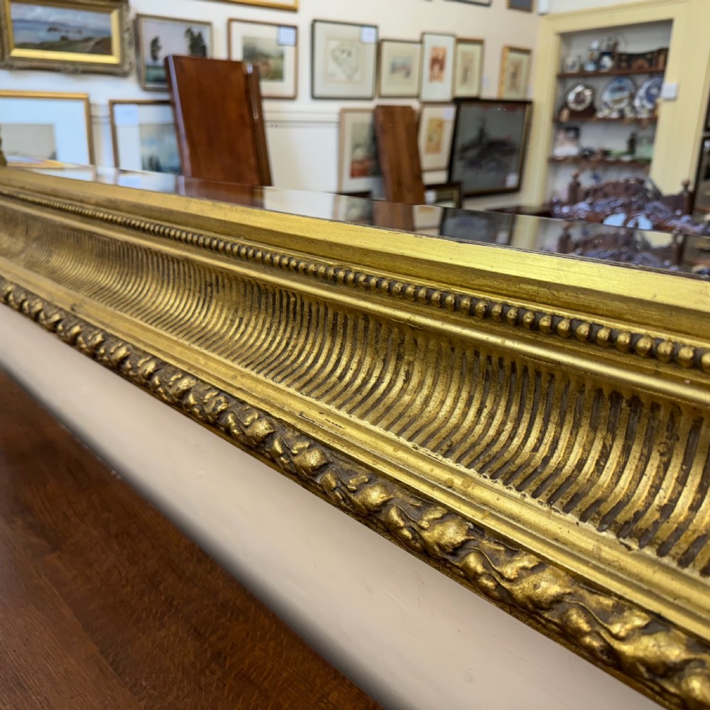 Large English gilt overmantle bevelled mirror View V