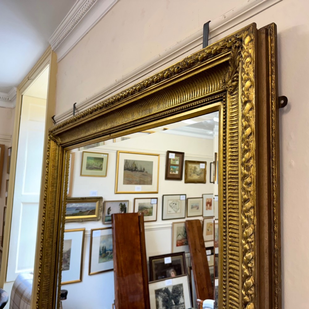 Large English gilt overmantle bevelled mirror View VI