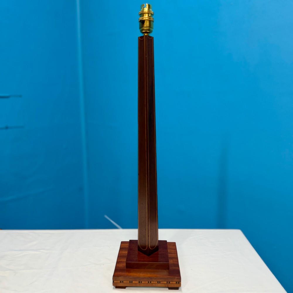 Pair of Sheraton style inlaid column lamps View V