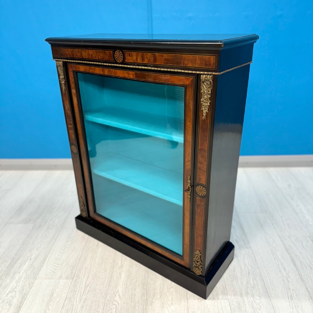Late 19th century ebonised and inlaid bookcase