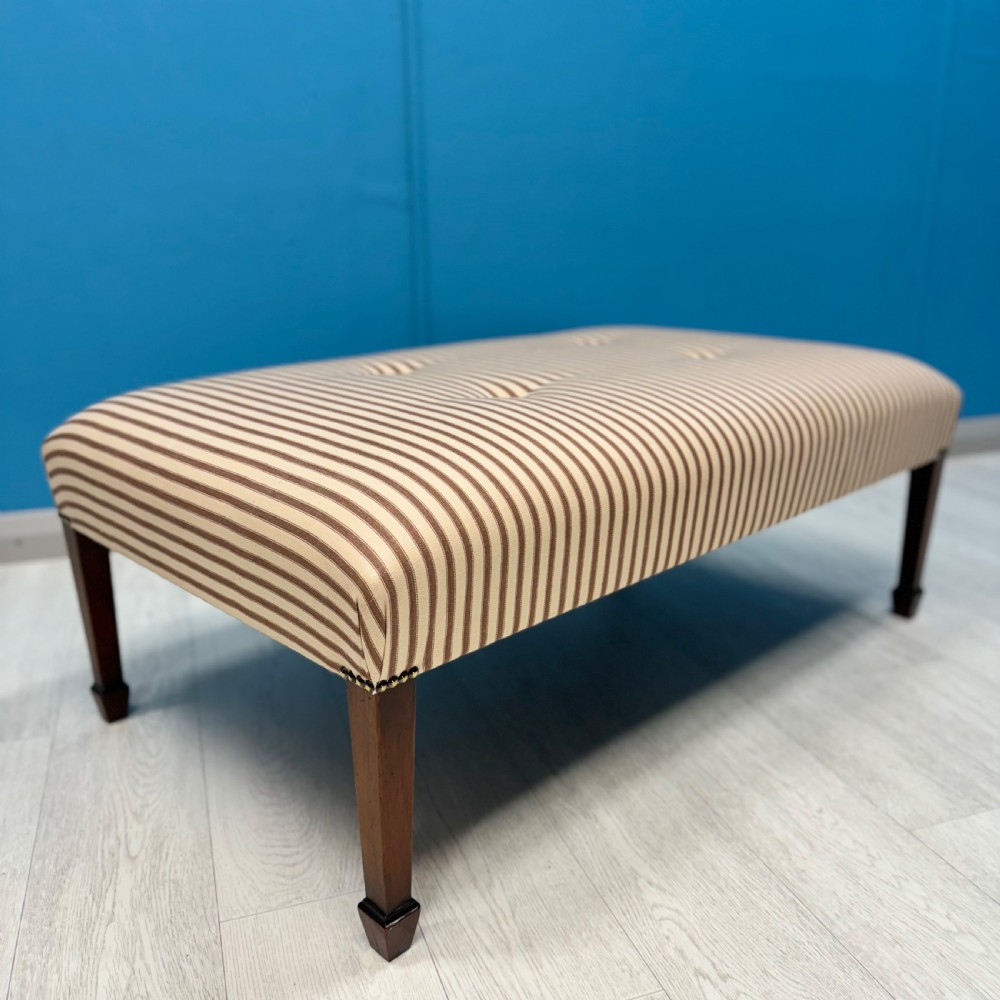 Buttoned ticking stripe footstool  View II