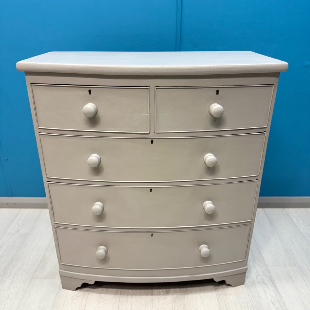 Painted ash bow front chest of drawers 
