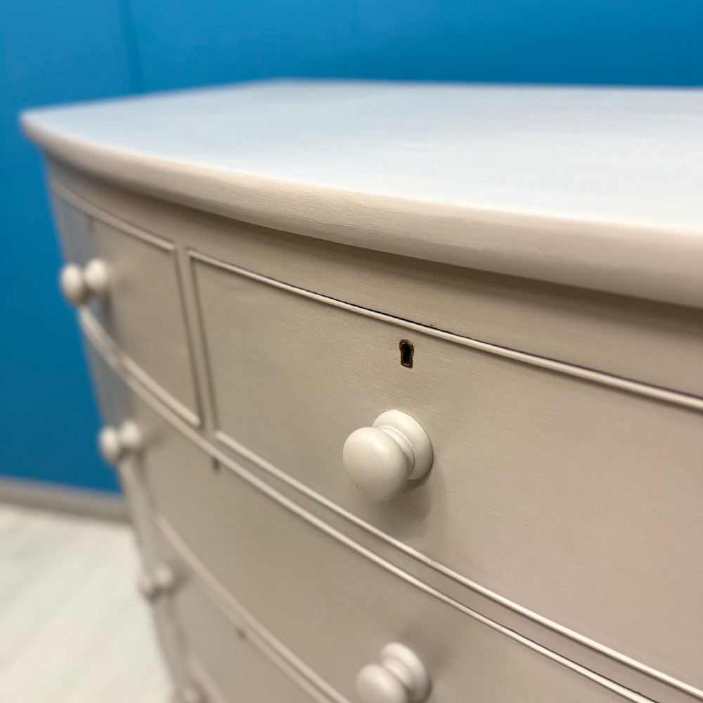 Painted ash bow front chest of drawers  View III