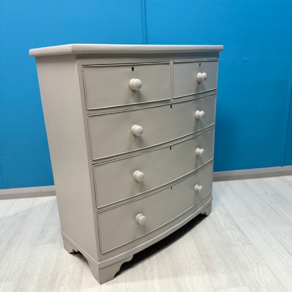Painted ash bow front chest of drawers  View IV