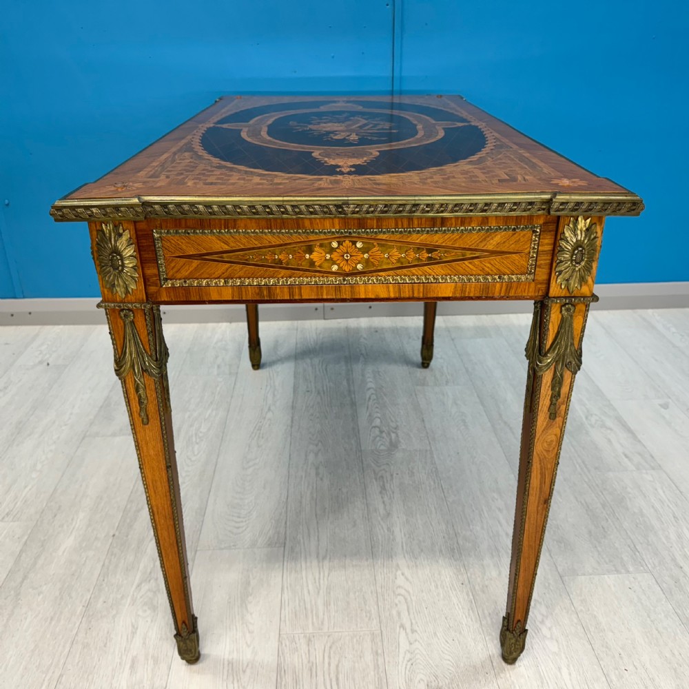 Kingwood marquetry centre table with brass View V