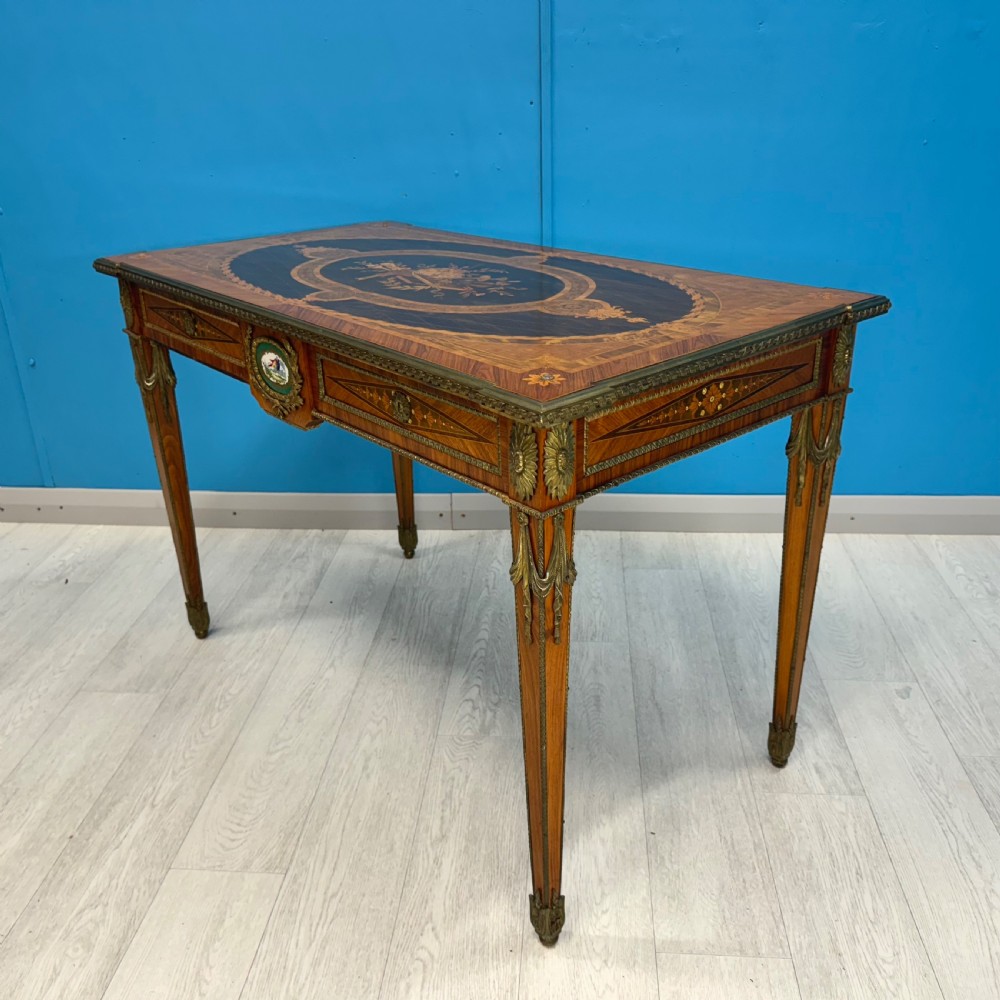 Kingwood marquetry centre table with brass View VII