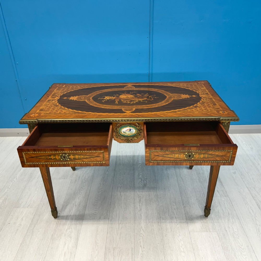 Kingwood marquetry centre table with brass View VIII