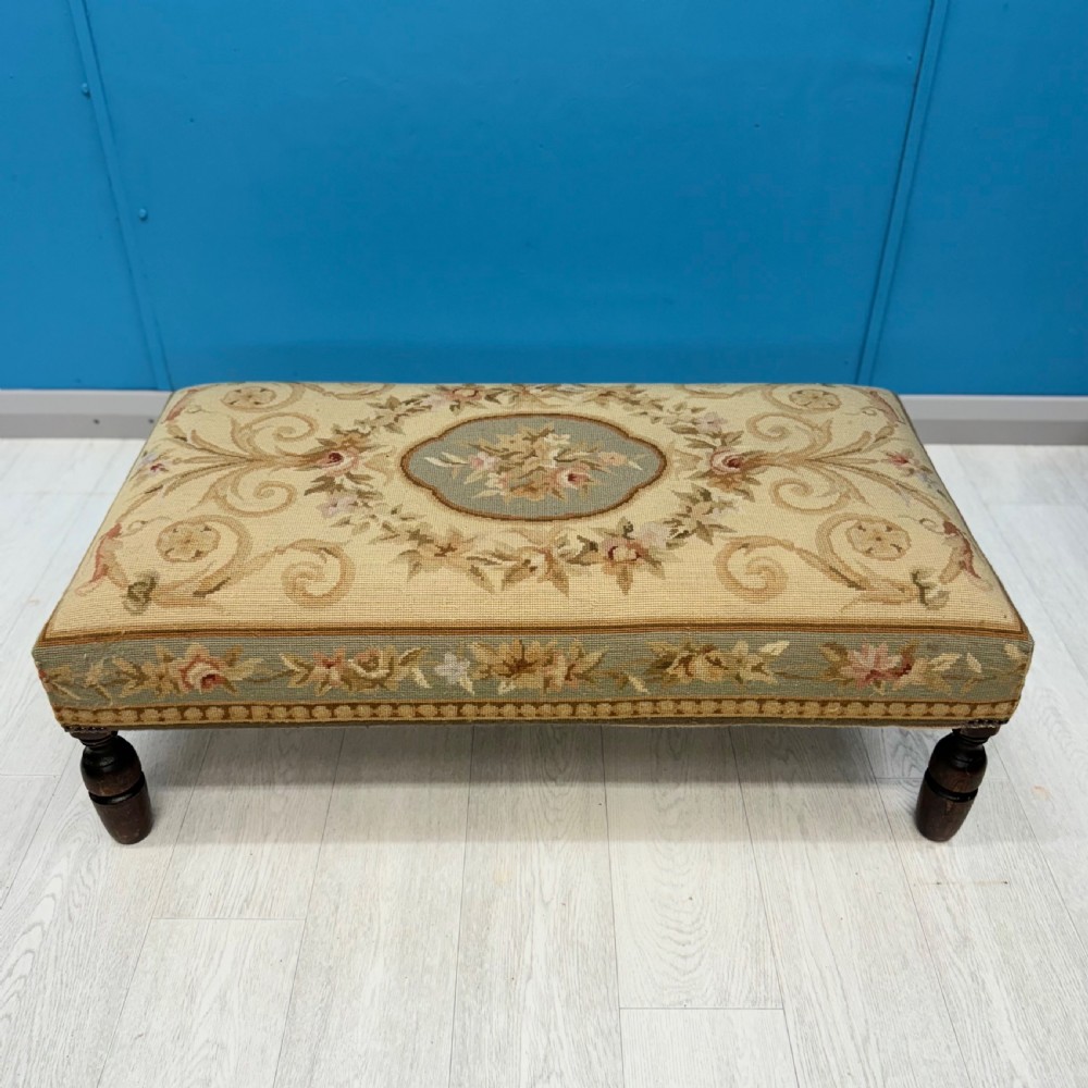 Aubusson needlepoint footstool View II