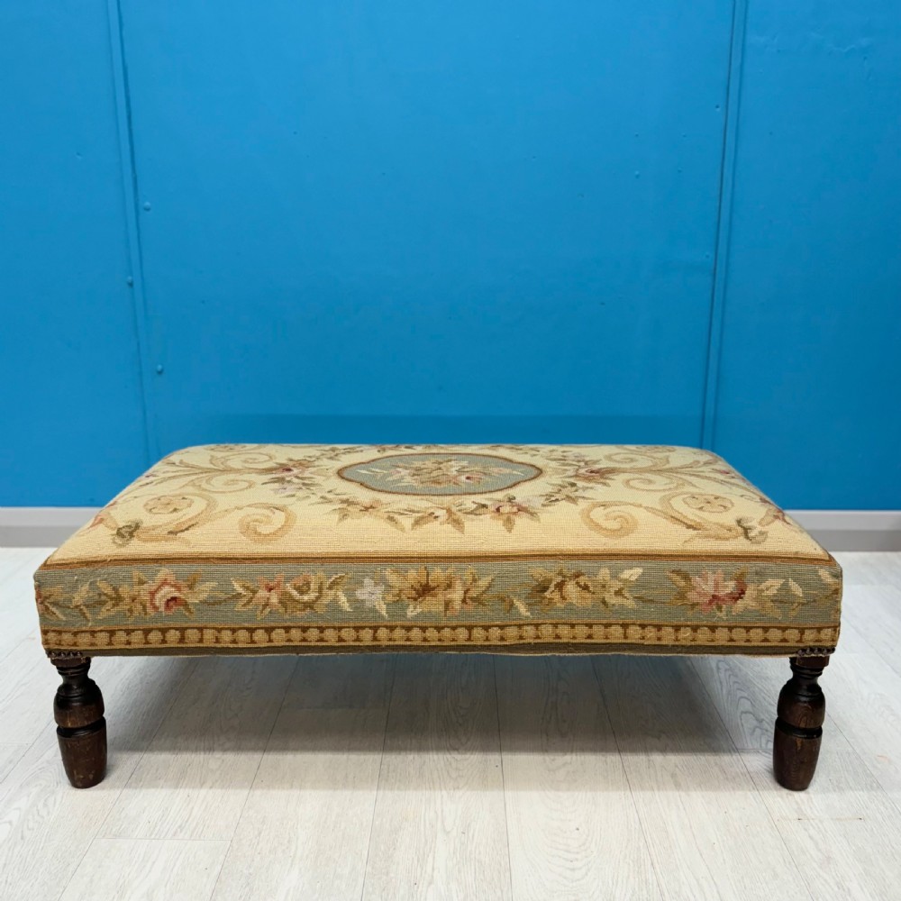 Aubusson needlepoint footstool View III