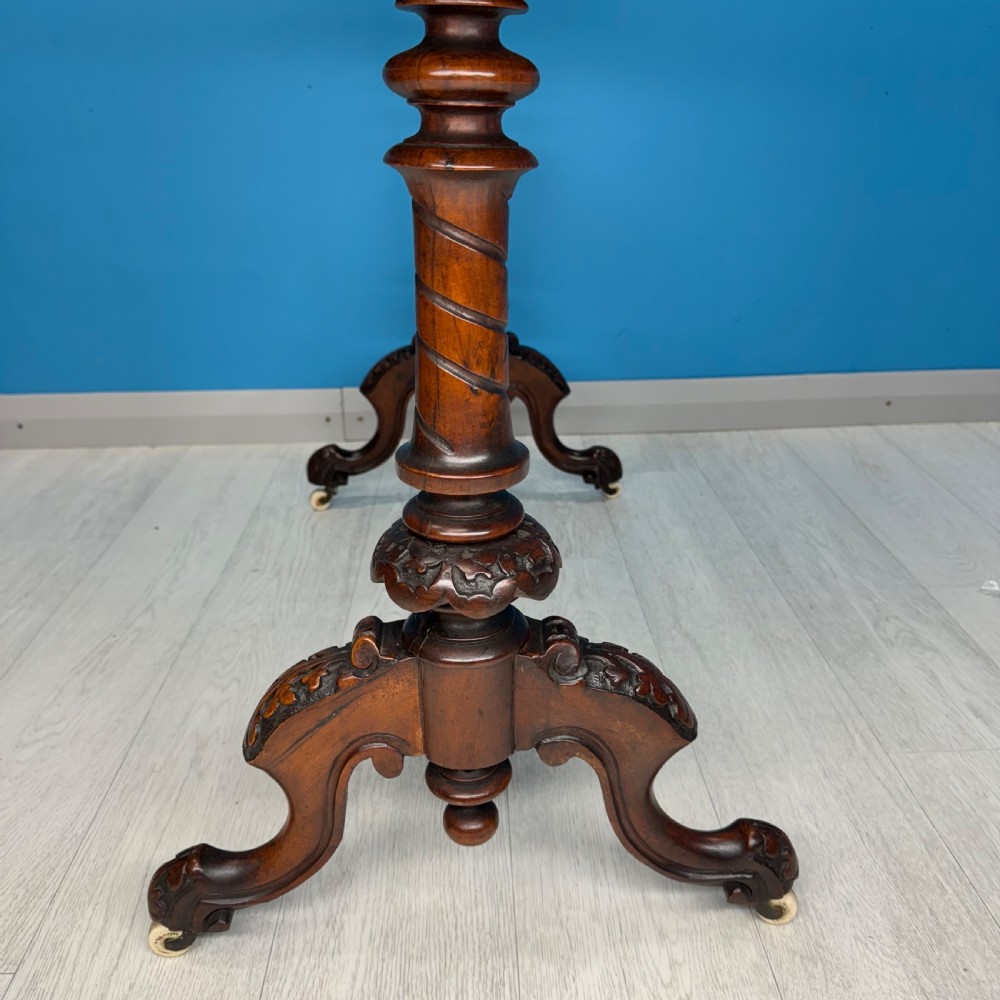 19th century burr walnut table with marquetry View IV