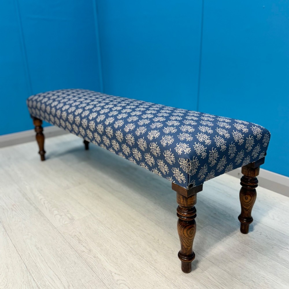 Newly upholstered hall bench stool