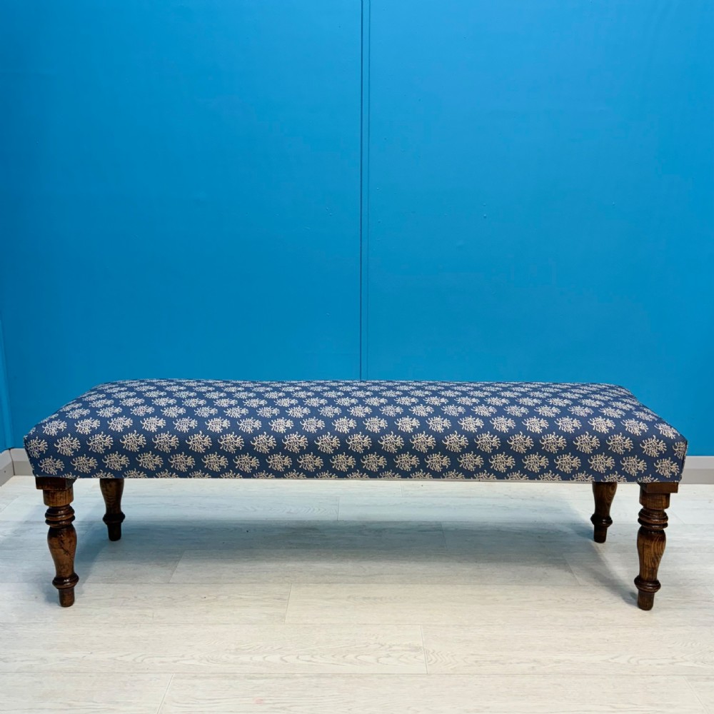 Newly upholstered hall bench stool View II