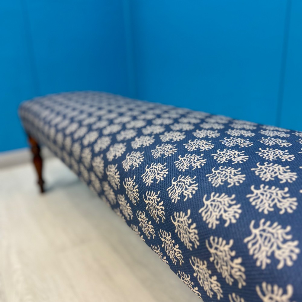 Newly upholstered hall bench stool View III