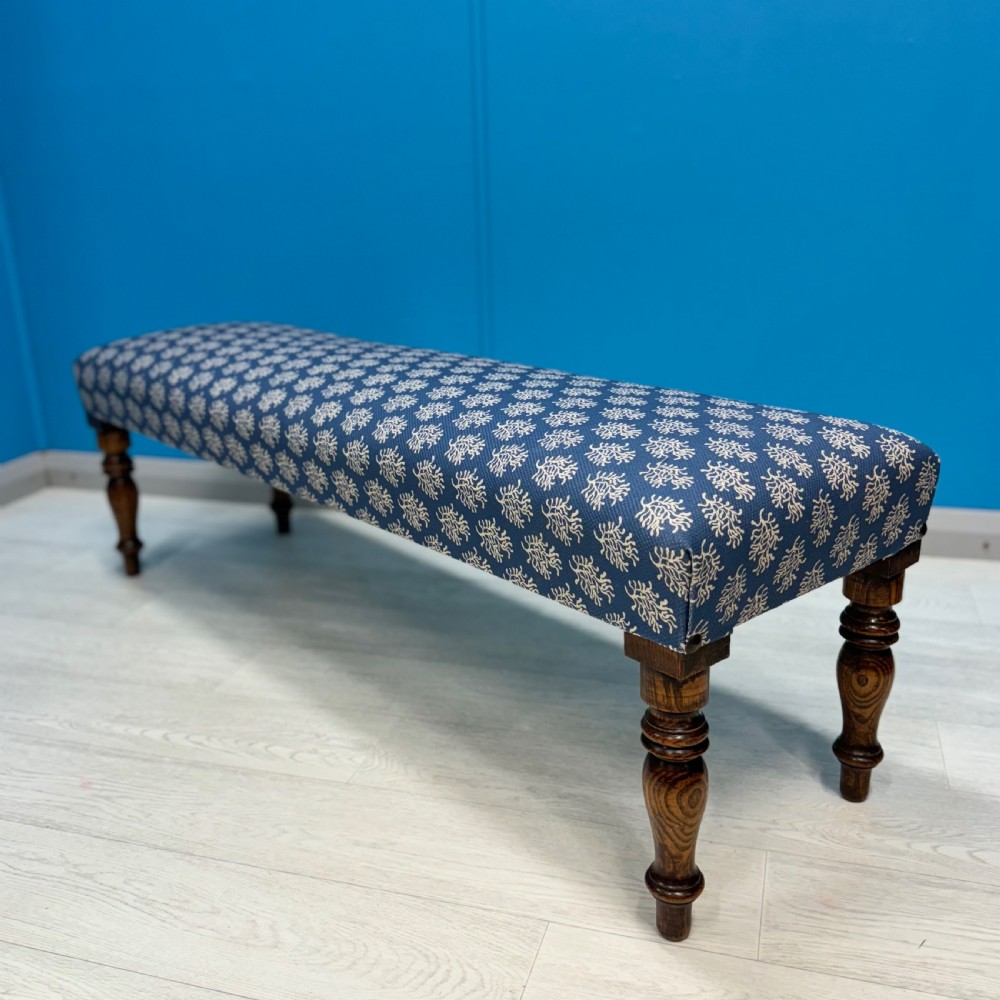 Newly upholstered hall bench stool View VI