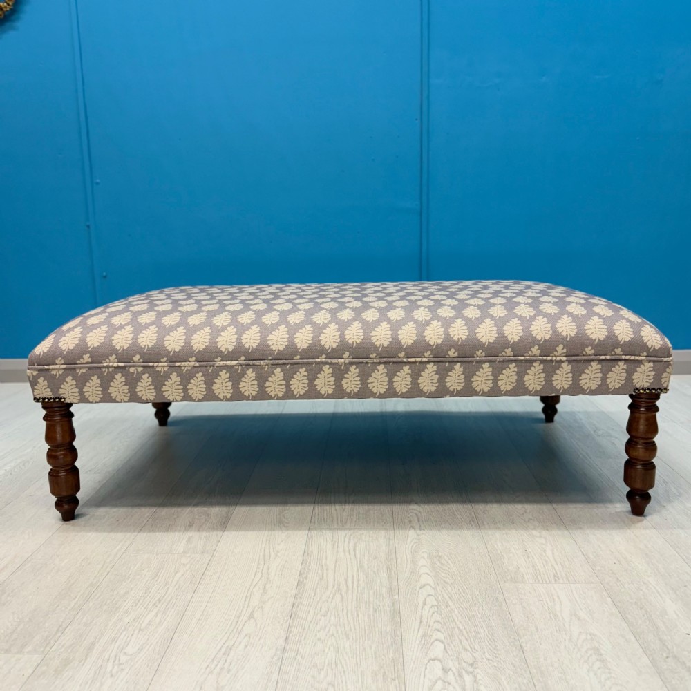 Newly upholstered Regency fern motif bordered stool View III