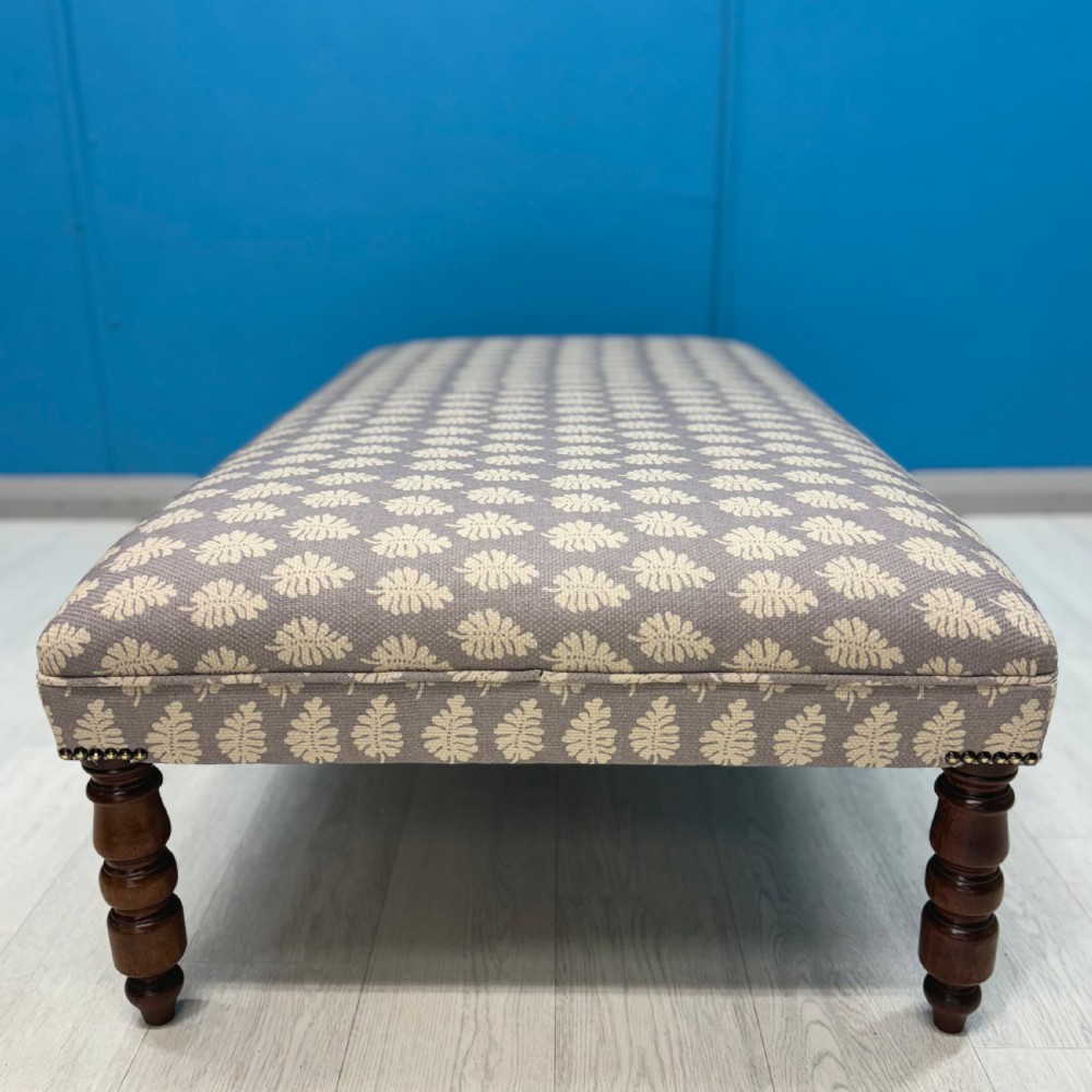 Newly upholstered Regency fern motif bordered stool View V