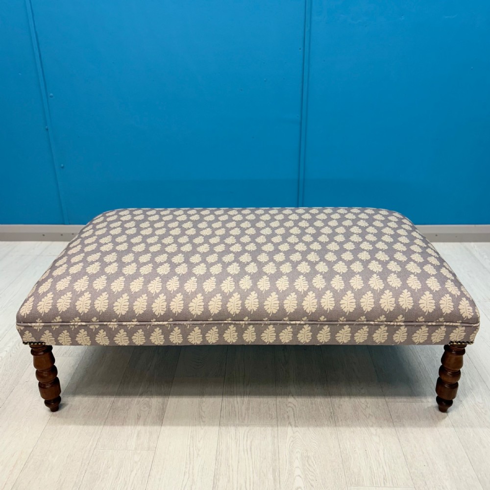 Newly upholstered Regency fern motif bordered stool View VII