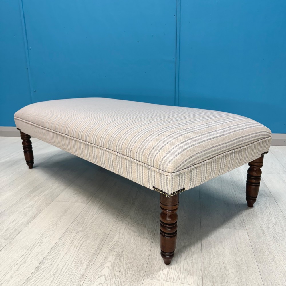 Bordered pale stripe stool on Regency legs 