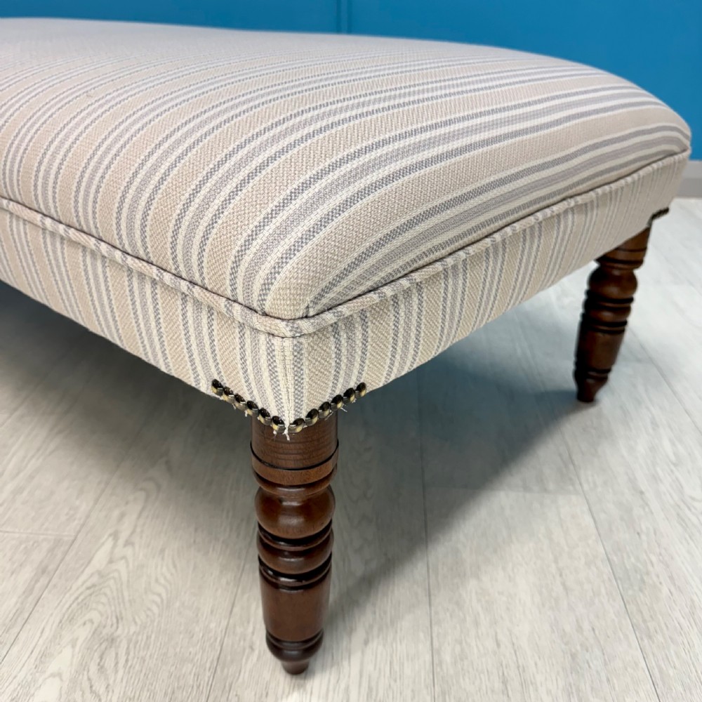 Bordered pale stripe stool on Regency legs  View II