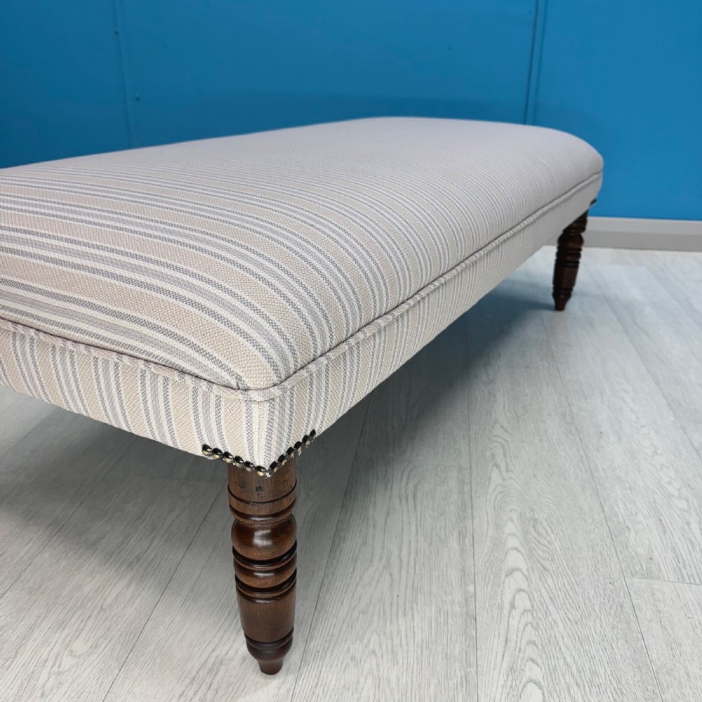 Bordered pale stripe stool on Regency legs  View III