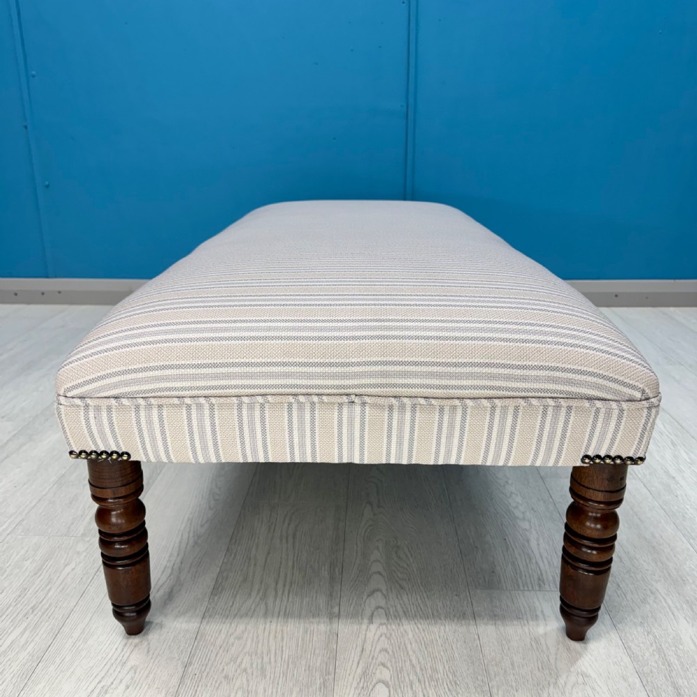 Bordered pale stripe stool on Regency legs  View IV