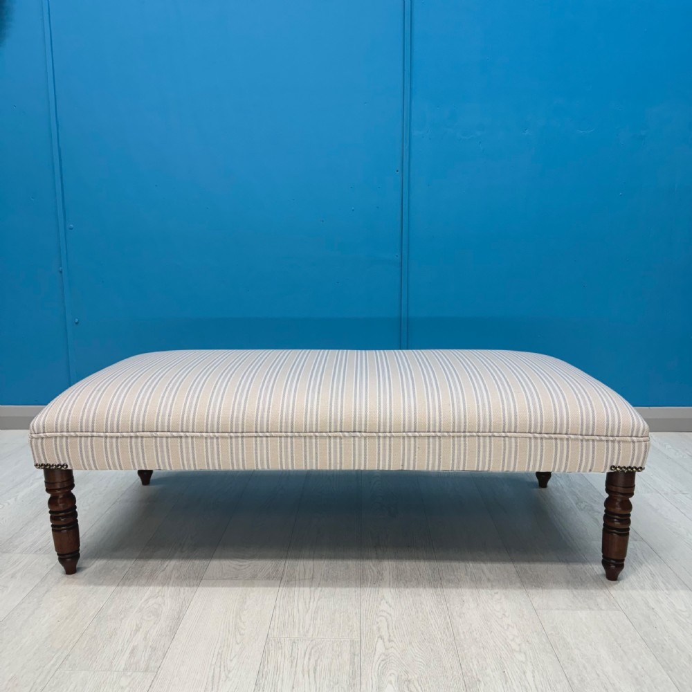 Bordered pale stripe stool on Regency legs  View VI